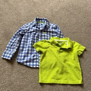 Jumping Beans Blue Checkered and Green Polo Shirt Set